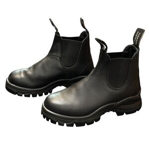 Blundstone US Size 7.5 Chelsea Boots Black Leather Lug Sole Water Resistant Pull